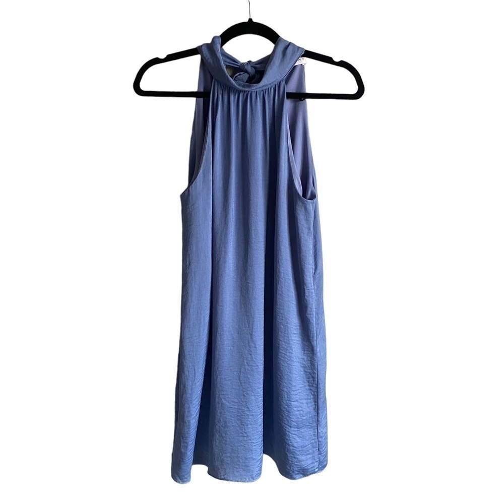 Satin Mock Neck Dress Size Small Elegant Bow Tie